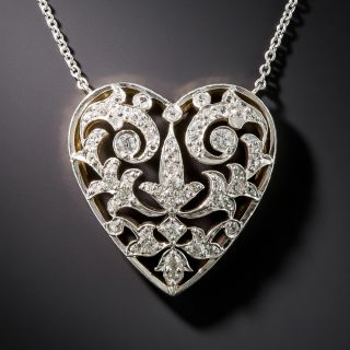 Edwardian Diamond Heart Necklace