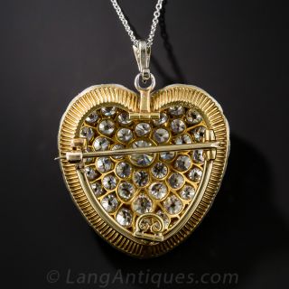 Edwardian Diamond Heart Pin / Pendant