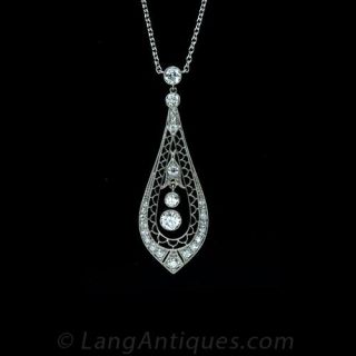 Edwardian Diamond Lavaliere Main View 2