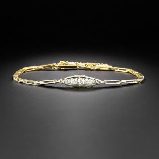Edwardian Diamond Navette Plaque Bracelet - 2