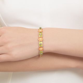 Edwardian Diamond, Pearl and Enamel Link Bracelet
