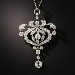 Edwardian Diamond Pendant Brooch by Pickslay & Co - 2