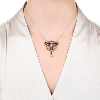 Edwardian Diamond Pendant Necklace 