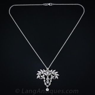 Edwardian Diamond Platinum and Yellow Gold Garland Pendant
