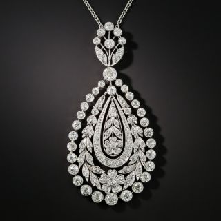Edwardian Diamond Platinum Pendant Necklace - 3