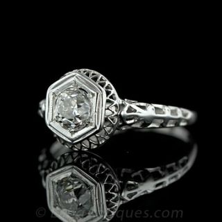 Edwardian Diamond Ring in 18K White Gold
