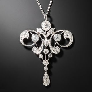 Edwardian Diamond Scroll Pendant - 3