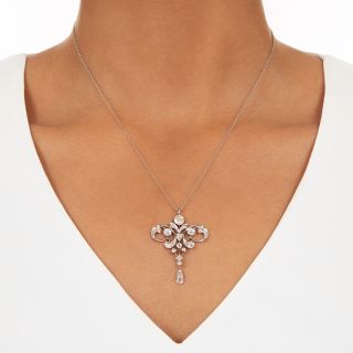 Edwardian Diamond Scroll Pendant