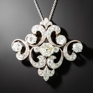 Edwardian Diamond Scroll Pendant - 2