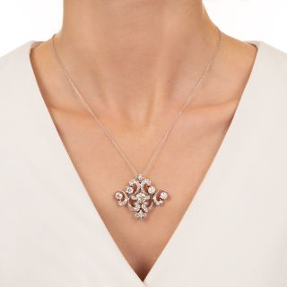 Edwardian Diamond Scroll Pendant