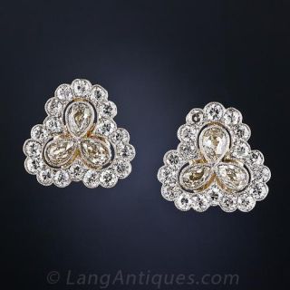 Edwardian Diamond Three Leaf Clover Earrings