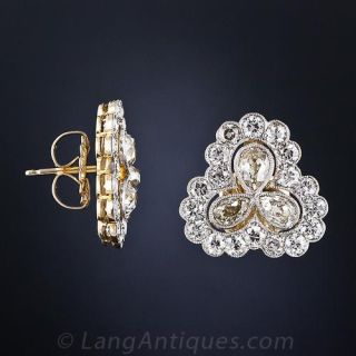 Edwardian Diamond Three Leaf Clover Earrings