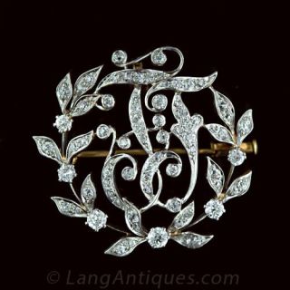 Edwardian Diamond Wreath Pin Main View 2