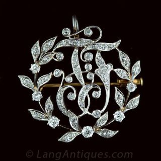 Edwardian Diamond Wreath Pin