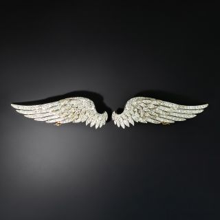 Edwardian Double Angel Wing Diamond Brooches - 3