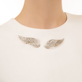 Edwardian Double Angel Wing Diamond Brooches