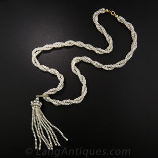 Edwardian/Early Deco Seed Pearl Sautoir with Tassel