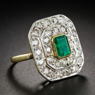 Edwardian Emerald and Diamond Cocktail Ring