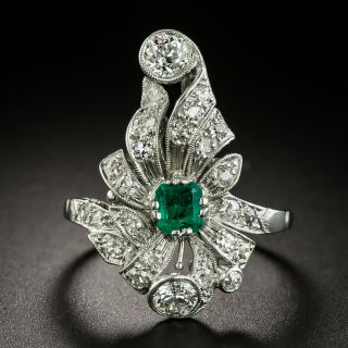Edwardian Emerald and Diamond Dinner Ring - 2