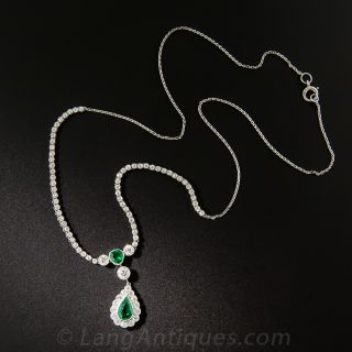 Edwardian Emerald and Diamond Drop Necklace