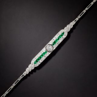 Edwardian Emerald and Diamond Link Bracelet - 1
