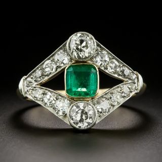 Edwardian Emerald and Diamond Ring - 3