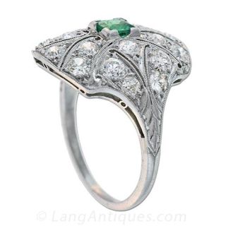 Edwardian Emerald Ring with Diamonds