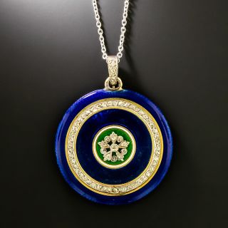Edwardian Enamel and Rose-Cut Diamond Pendant - 2