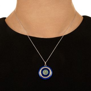 Edwardian Enamel and Rose-Cut Diamond Pendant
