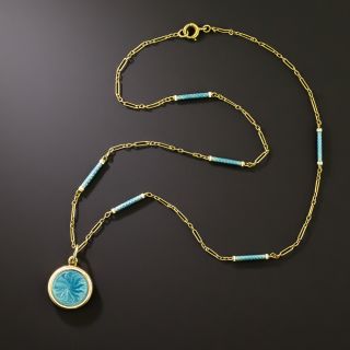Edwardian Enamel Locket and Chain by Sloan & Co. - 2