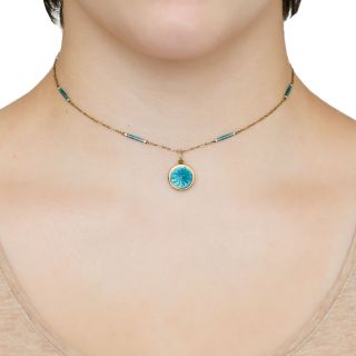 Edwardian Enamel Locket and Chain by Sloan & Co.