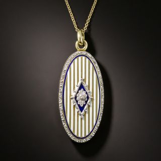 Edwardian Enamel Locket with Diamonds - 2