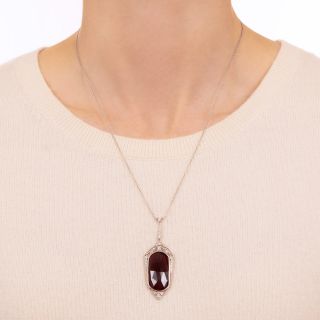 Edwardian Fancy Garnet and Diamond Lavaliere