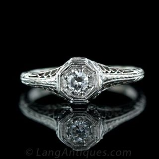 Edwardian Filigree Diamond Engagement Ring Main View