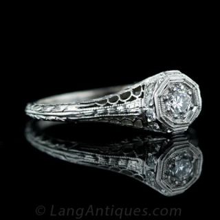 Edwardian Filigree Diamond Engagement Ring
