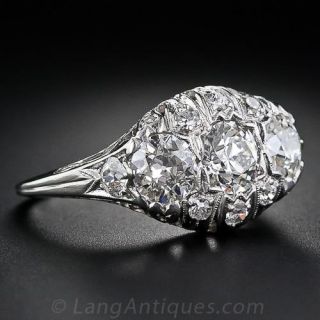 Edwardian Filigree Three Stone Diamond Ring
