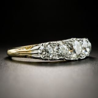 Edwardian Five-Stone Diamond Carved Ring - Size 8 1/4