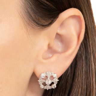 Edwardian Fleur-De-Lys Diamond Earrings