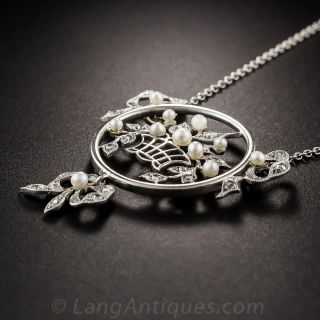 Edwardian Flower Basket Drop Necklace 