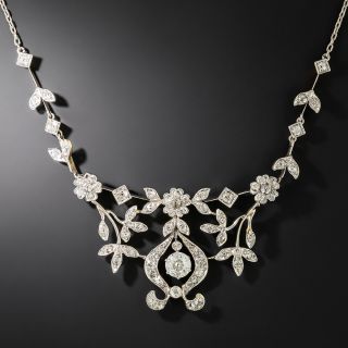 Edwardian Flowering Vine Diamond Necklace  - 2