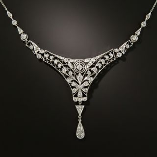 Edwardian Foliate Motif Diamond Necklace - 2