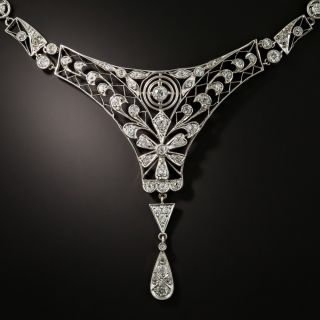 Edwardian Foliate Motif Diamond Necklace