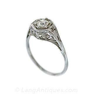 Edwardian Foliate Motif Diamond Ring