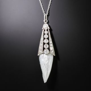 Edwardian Freshwater Pearl and Diamond Drop - 2