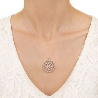Edwardian Frosted Camphor Glass and Diamond Pendant