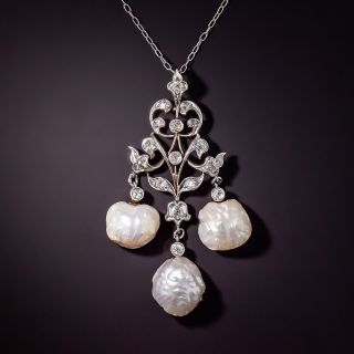 Edwardian "Girandole" Freshwater Pearl and Diamond Lavalière  - 0