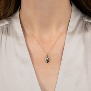Edwardian Green Tourmaline and Diamond Pendant