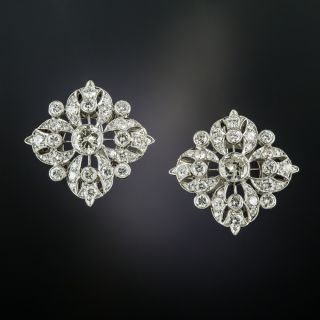 Edwardian Inspired Diamond Cluster Earrings - 2