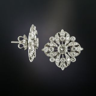 Edwardian Inspired Diamond Cluster Earrings