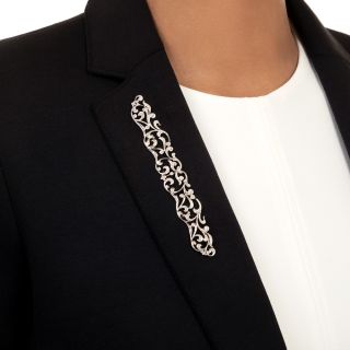 Edwardian Long Diamond Scroll Brooch